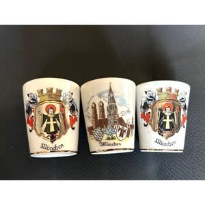 Set Of 3 Handcrafted München Souvenir Cups Munich Germany Collectible Handgemalt
